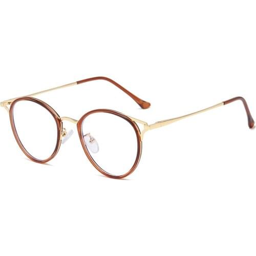 Women Blue Light Blocking Glasses Metal Cat Ear Transparent Glasses Myopia Reading Glasses Frames Can Custom Prescription Lens