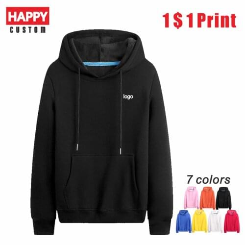 Winter Hooded Plus Velvet Sweatshirt Custom Simple Solid Color Hooded Jacket Cheap Printing Logo Outdoor Warm Jacket