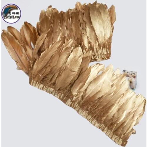 1 Meters Spray Gold Duck Coque Feather Trim Ribbon Goose Feathers for Crafts Trimmings Sewing Plume Decoration Plumas