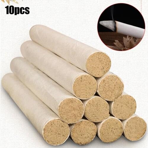 10Pcs Moxa Stick Moxibustion Chinese Medicine Burner Smokeless Mugwort Herb