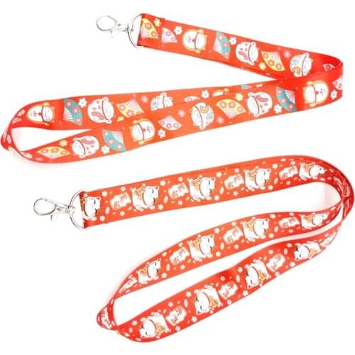 10 pcs cartoon Lucky cat lanyard Neck Strap Lanyards Card Holders Bank Neck Strap Card Bus ID Holders Rope Key