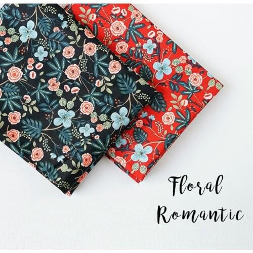 160x50cm Black Red Rose Floral Manual DIY Background Skin Cloth Color Forest Green Active Dyeing,shades Cotton Fabric