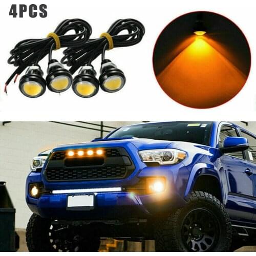 4pcs LED Amber 12V Front Grille Lighting Kit Auto Truck For Ford SUV Raptor Style Universal Car Eagle Eye Light