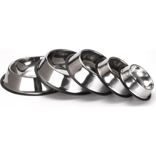 5 Sizes Double Layers Stainless Steel Dog Cat Puppy Automatic Pet Self Food Water Feeding Feeder Dish Bowl N