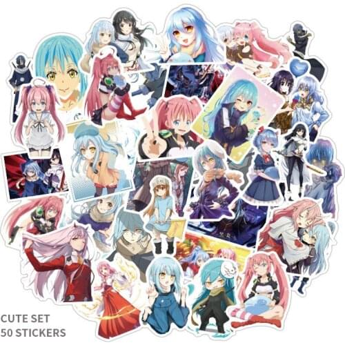 50pcs/set That Time I Got Reincarnated as a Slime Stickers Waterproof Stikers Skateboard anime Stickers for laptop Luggage Bike