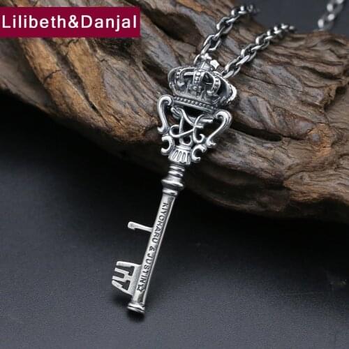 925 Sterling Silver Necklace Men Jewelry Crown Key chain Pendant Necklace women Gift Fine Jewelry accessories N17