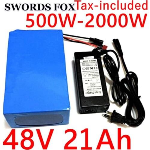 SWORDS FOX 2000W 48V 20AH 21ah 1500W Electric Bike Battery Motor Li-ion Lithium Battery Electric Scooter 3A Charger free tax