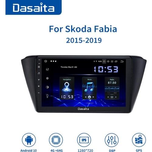 Dasaita 9" Android 10.0 Car Radio GPS Navigation Multimedia Player WiFi BT 5.0 MP5 1 DIN With Carplay for Skoda Fabia 2015-2019