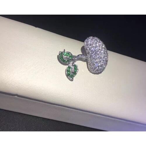 Cute 925 sterling silver with cubic zircon small apple brooch pins for girl & women fine jewelry free shipping