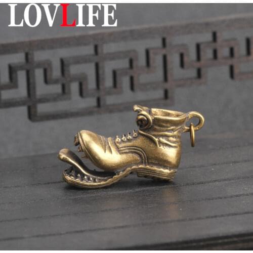 Opening Split Mouth Big Boots Keychains Pendant Vintage Copper Metal Leather Shoes Key Ring Car Key Chain Women HandBag Holder