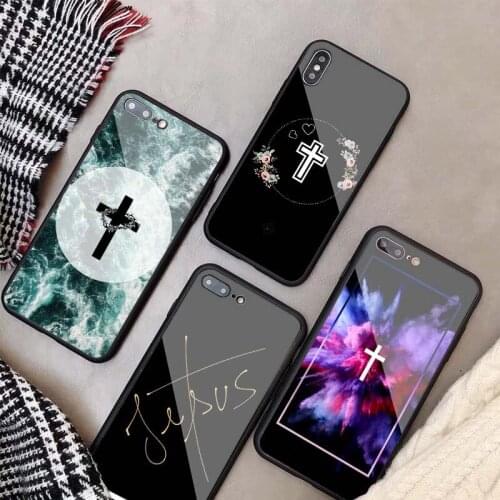 Bible Jesus Christ Christian DIY Tempered Glass Case For iPhone 11 12 Pro XR X XS MAX 8 7 6 5 Plus Phone Back Cover shell