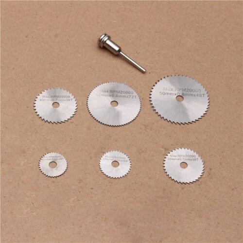 Mini HSS Circular Saw Blade Discs Rotary Tool 7PCS/1Set 22-50mm For Wood Dremel Metal Cutter Power Tool Mandrel Cutting Disc Kit