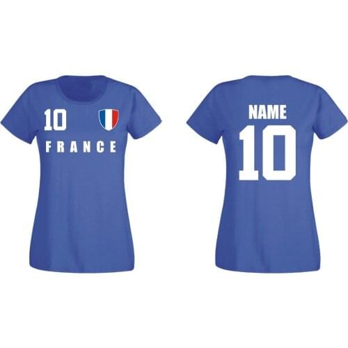 Frankreich France Madchen T-Shirt Trikot Team Name & Nr Druck Fubball 2019 Footballer Soccers 2019 New Brand T Shirt Men Short