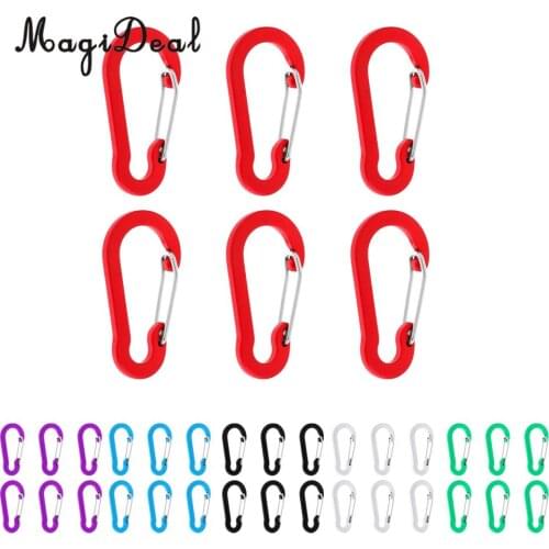 MagiDeal 6 Pcs D Shape Climbing Carabiner Clip Hook Keychain Aluminium Camping Carabine Snap Key Ring Paracord Buckles