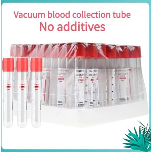 50pcs Medical Disposable Plain Tube no additive Vacuum Blood Collection Tube with Red Cap Laboratory Blood Collection Tube 5ml