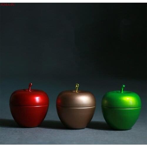 Apple Shaped Mini Tin Tea Suger Candy Sealed Coffee Storage Box Metal Case