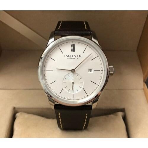40mm PARNIS White dial Automatic Self-Wind Mechanical movement mens watch Auto Date Mechanical watches pa176-p8