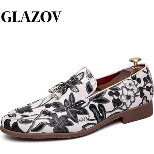 GLAZOV Classic Men Dress Shoes Cow Suede Formal Oxfords Fashion Casual Business Suit Office Leather Shoes White Wedding Shoes