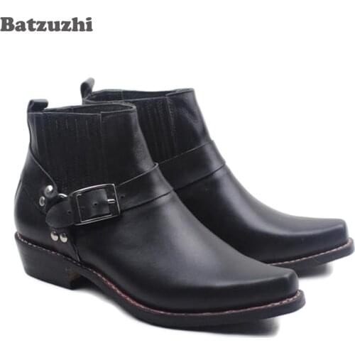 2020 New Western Cowboy Boots Cowhide Genuine Leather Boots Men Shoes Pointed Toe Real Leather Motorcycle Riding Boots Rock Bota
