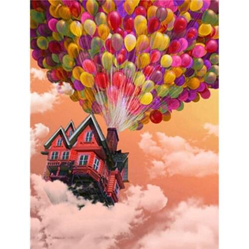 Colorful Balloon House Landscape DIY Digital Painting By Numbers Modern Wall Art Canvas Painting Unique Gift Home Decor 40x50cm