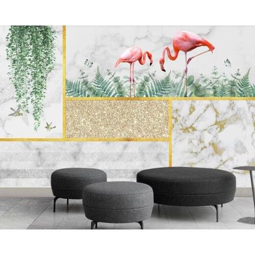 Papel de parede creative geometric watercolor plant wallpaper murals flamingo living room tv sofa bedroom wall papers home decor