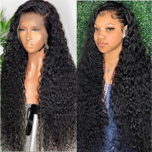 Deep Wave Wigs 150% Density 13*6 Lace Frontal Human Hair Wigs For Black Women Pre Plucked Kinky Curly Wig Full Brazilian Hair