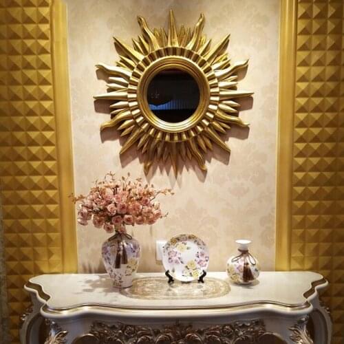 Modern Resin Sun Decorative Mirror Wall Decoration Crafts Wall Hanging Livingroom Background Porch Wall Sticker Mural Ornaments