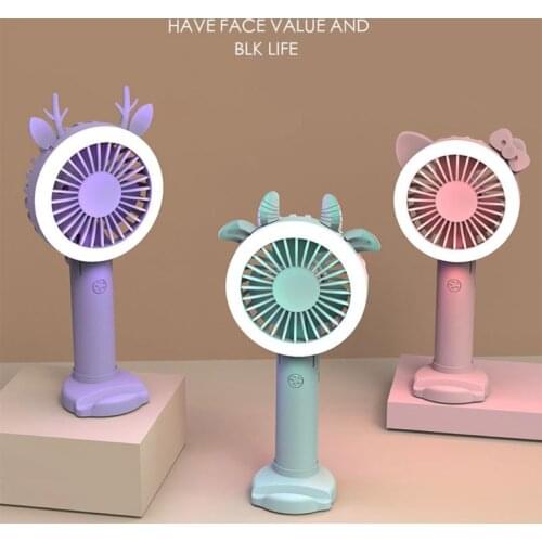 Air Fan Handheld USB Rechargeable Fans LED Light Portable Air Cooling Fan Mini Desktop