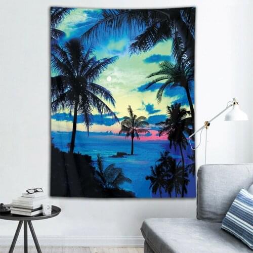 Seaside Sunrise Palm Tree Moon Wall Hanging for Living Room Bedroom Dorm Decor
