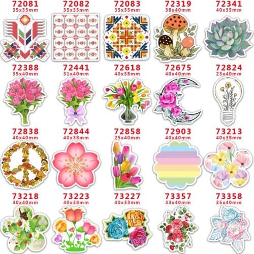 DIY Craft Supplies Sewing Accessories Cartoon Flower Printed Planar Resins Mold 10 Pieces. PR-72081