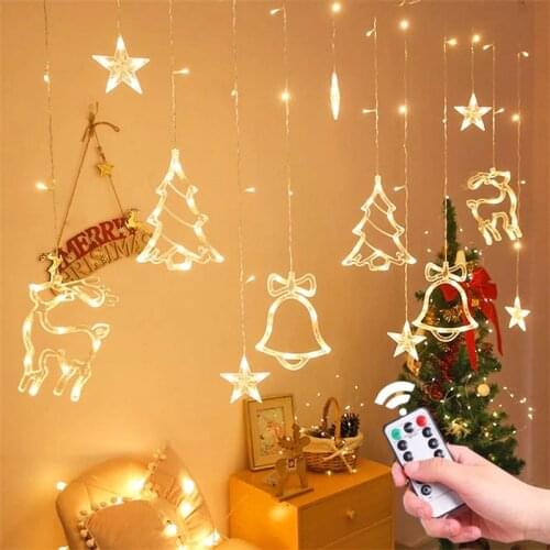 Christmas Lights Led 3.5M Curtain String Light Garland Star Moon 220V/110V Fairy Lights Outdoor/Indoor For Home Festival Decor