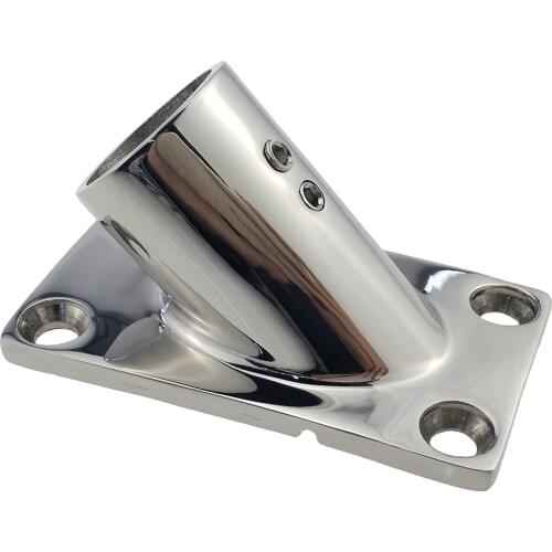 Boat Hand Rail Fitting-45 Degree 7/8 inch Rectangular Base-Marine 316 Stainless Steel usd by boats/awning