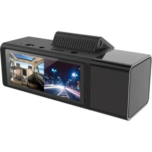 Dual Dash Cam 1080P Front and 1080P Inside Cabin with IPS Display IR Night Vision G-Sensor Loop Recording Dash Cam