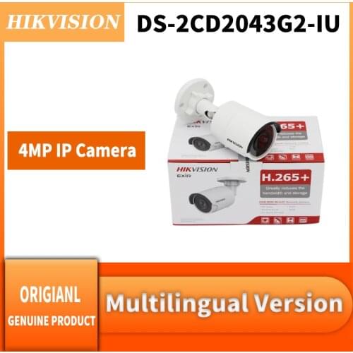 Hikvision 4MP Built-in microphone DS-2CD2043G2-IU replace DS-2CD2043G0-I IP67 IR WDR Surveillance CCTV IP IR Bullet Camera