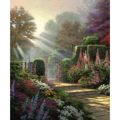 Embroidery Sunshine Garden Scenery Needlework Crafts 14CT Canvas Counted Unprinted DMC DIY Cross Stitch Kits Handmade Arts Decor