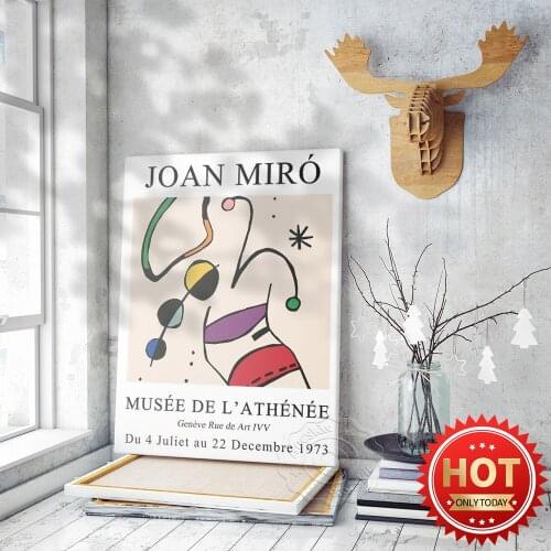 Joan Miro Exhibition Musée De L'Athenee Poster, Joan Vintage Abstract Art Prints, Miro Modern Surrealism Art Works Wall Picture