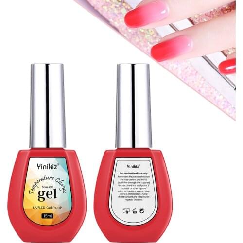Yinikiz High Quality Thermal Glitter Gel 15Ml Temperature Color Changing Varnish Hybrid Soak Off Enamel Uv Gel Nail Polish