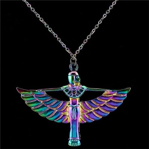 GLOWCAT Q3A31 Women Egyptian Goddess Isis Ancient Egypt God Winged Figuras Egipcias 18" Collar Short Choker Necklace