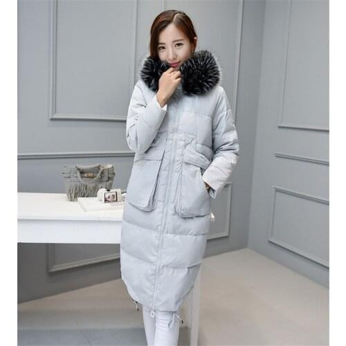 Collar Fur Raccoon Womens White Duck Down Jackets Warm Coat Female Winter Jacket Women Long Parka Chaqueta Mujer WXF463