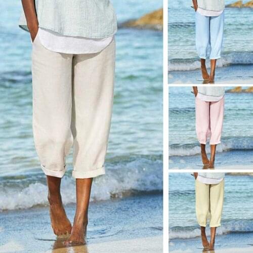 2021 Womens Linen All-match Pants Casual Loose Solid Color Plus Size Straight Pants Daily Simple Comfy Pant Fast Free Shipping