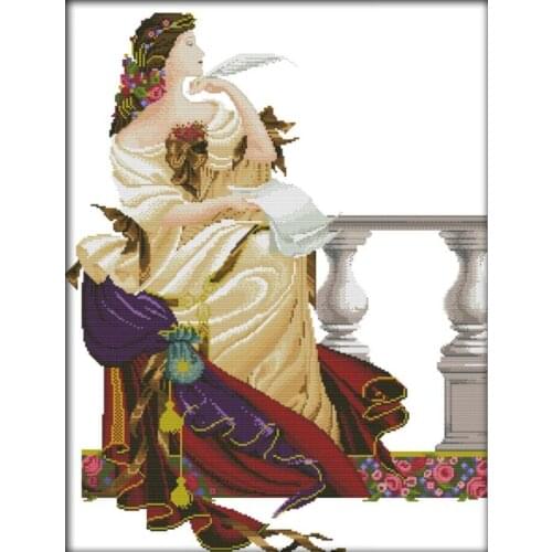 Lady write letter Counted Cross Stitch Kits 14CT Embroidery Set Kids Room Decoration Gift Free Shipping