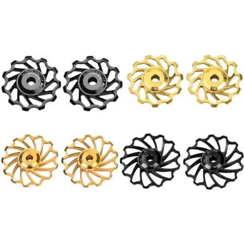 1 Pair Bicycle Ceramic Bearing Guide Roller 11T,13T Bike Bearing Rear Pulley Jockey Wheel with Installation Hole Adapter Tubes