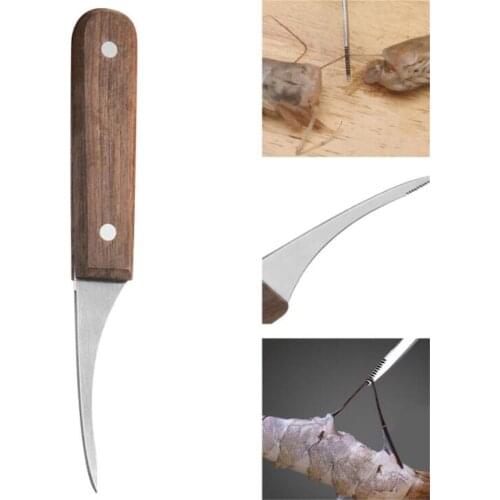 10pcs/lot Shrimp Deveiner Tool Cleaner Knife Stainless Steel with Wooden Slip Handle for Prawn Shelling Line Kitchen Tools