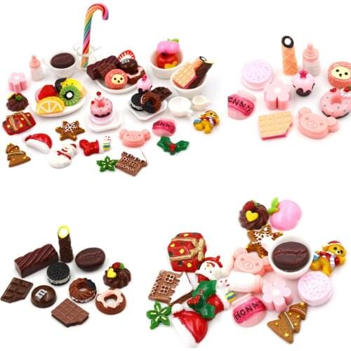 10pcs/Lot Resin Christmas Series Cabochon Flatback Decoration Crafts Embellishments For Scrapbooking Diy Accessories Kitchen Toy