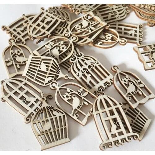 100pcs 30x20mm Mixed Birdcage pattert wooden Scrapbooking Carft for decoration