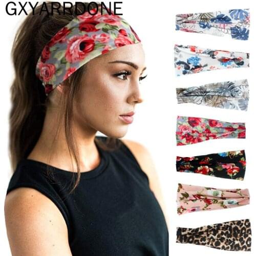 2020 Fashion Women Cotton Fabric Knotted Elastic Headbands Sport Yoga Turban Headband Ladies Floral Hair Band Accessories