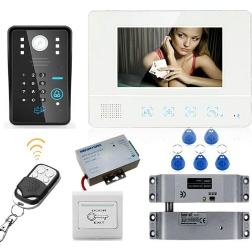 7" RFID Password Video Door Phone Intercom System Doorbell Camera 1000TVL + Electric Drop Bolt Lock