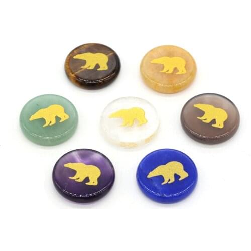 7Pcs/set Natural Stone 7 Chakra Beads Round Tiger Eye Reiki Heal Decoration Ornament Polishing Stone Wholesale