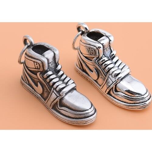 S999 sterling Silver 3D hard silver accessories, three-dimensional shoes pendant, sports shoes pendant, necklace pendant