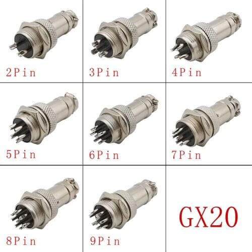 1Set GX20 2/3/4/5/6/7/8/9 Pin Circular Aviation Connector Male Female Socket Plug Panl Wire Connectors